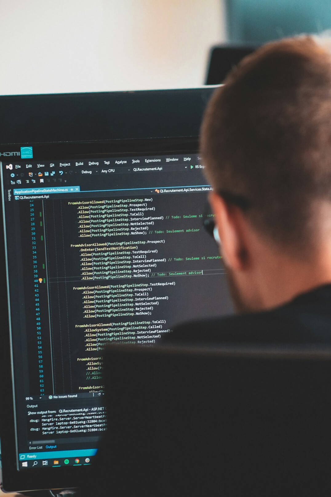 programmer playing coding game